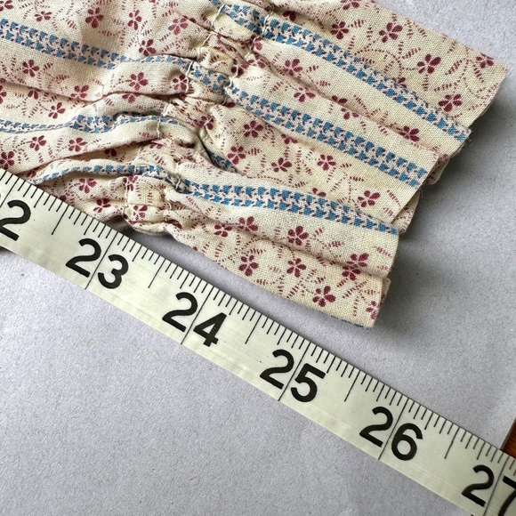 Vintage Oops Floral Print High Neck Peasant Blouse Ruffle Size Small 70s Cream - Picture 14 of 16